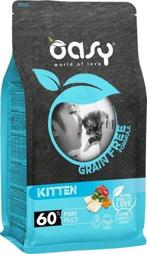 Oasy Grain Free Kitten Fish 7,5 kg – hrană uscată fără cereale pentru pui de pisică