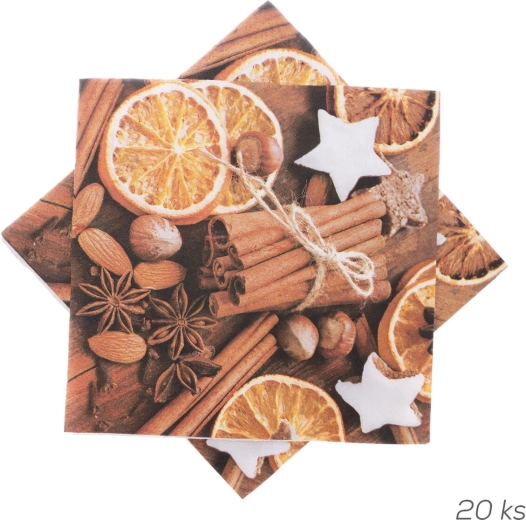 Șervețele de hârtie cu motiv de scorțișoară 33 × 33 cm, 20 buc.