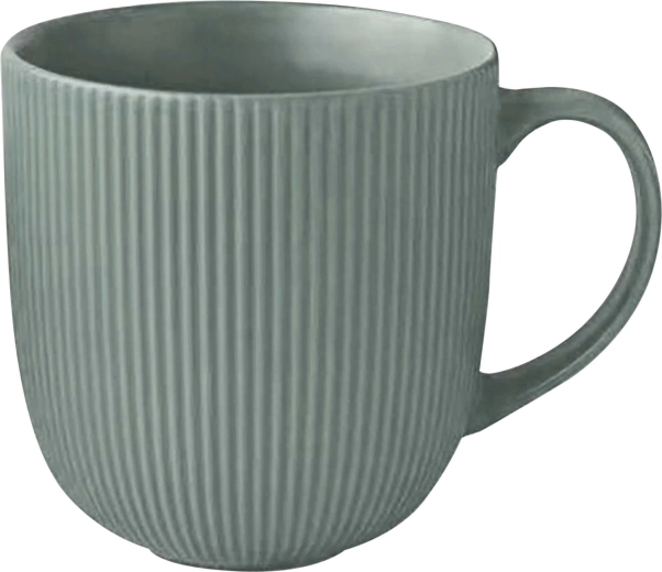Cană ceramică KITCHISIMO 510 ml, nervurată, verde-gri