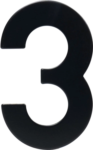 Număr de casă 3, 95 mm, inox, negru mat