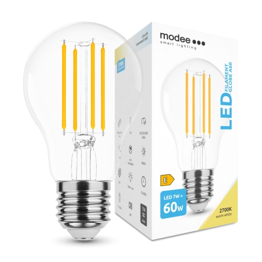 Modee Bec LED Filament A60 7 W E27, 806 lm, alb cald