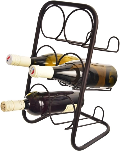 Suport metalic negru pentru vin, pentru 6 sticle