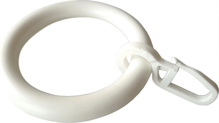 Inele pentru perdea cu cârlig, albe (10 buc.)