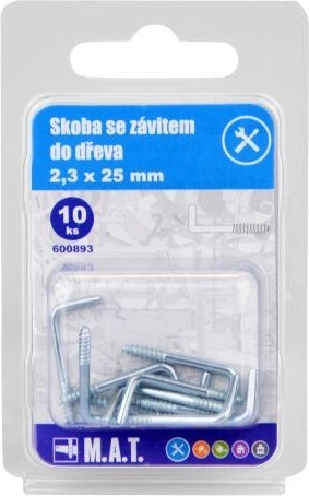 Cârlig cu filet pentru lemn 25 × 2,3 mm, zincat (10 buc)