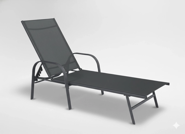 Șezlong de grădină reglabil 195 × 69 × 94 cm, gri închis