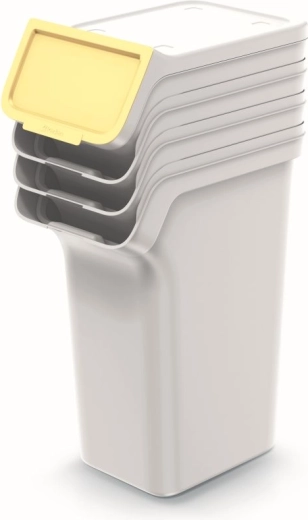 Set de coșuri stivuibile pentru deșeuri reciclabile 4×25 l – gri cenușiu