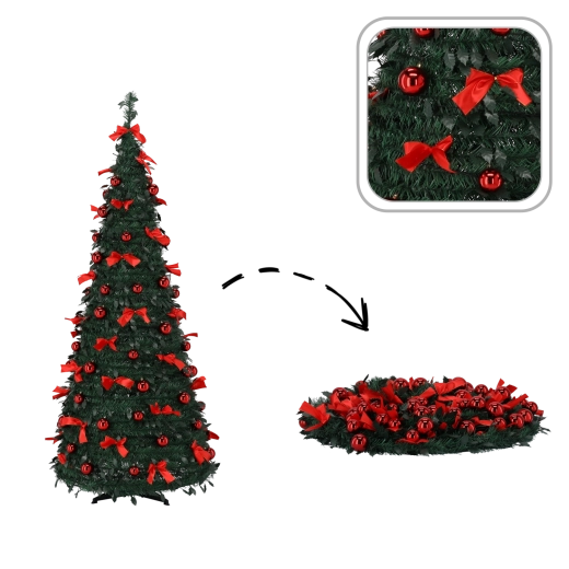 Brad artificial pliabil de Crăciun Nina 150 cm cu iluminare 100 LED - 1 bucată