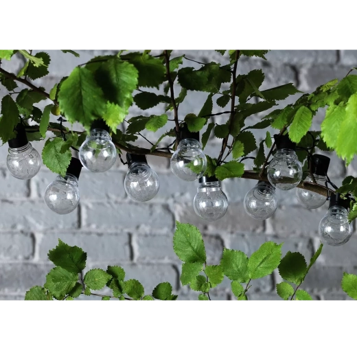 Ghirlandă solară de grădină 3,8 m cu 10 LED, alb cald