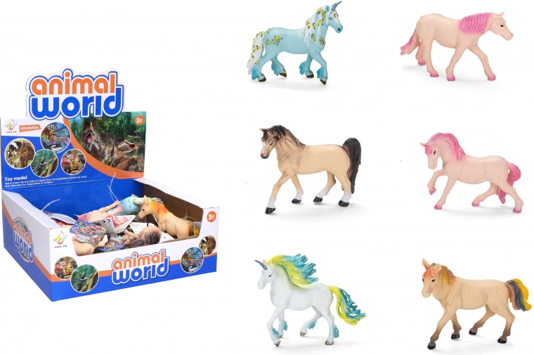 Figurină cal 13 cm - 1 bucată – Mix de cai și unicorni colorați