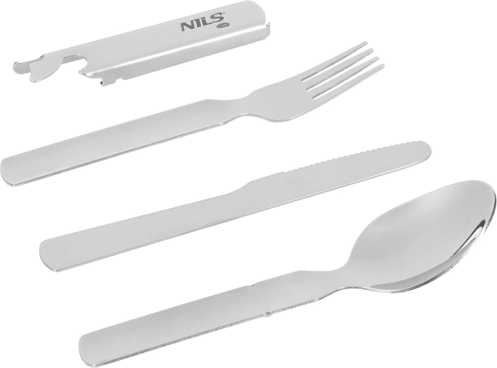 Tacâm de călătorie din oțel inoxidabil NILS Camp – set compact pentru camping