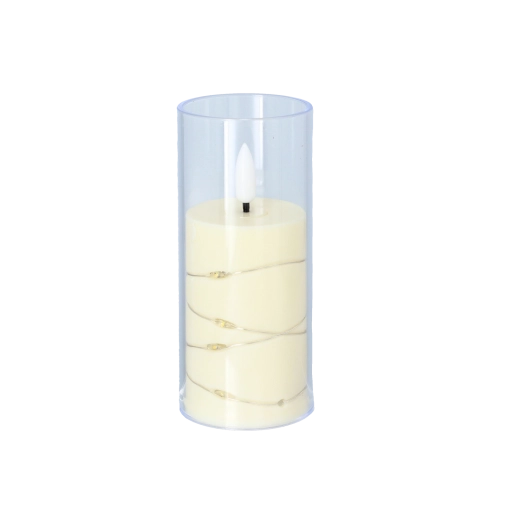 Lumânare LED lăptoasă în cilindru transparent 5,3 × 12,5 cm