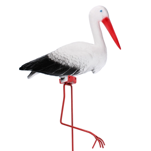 Barză mare din plastic pe sârmă – decorațiune de grădină