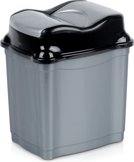 Coș de gunoi din plastic 5 l cu capac rabatabil, gri