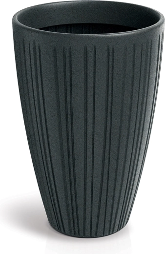 Ghiveci înalt cu striații Fero Round High 48 cm, plumb