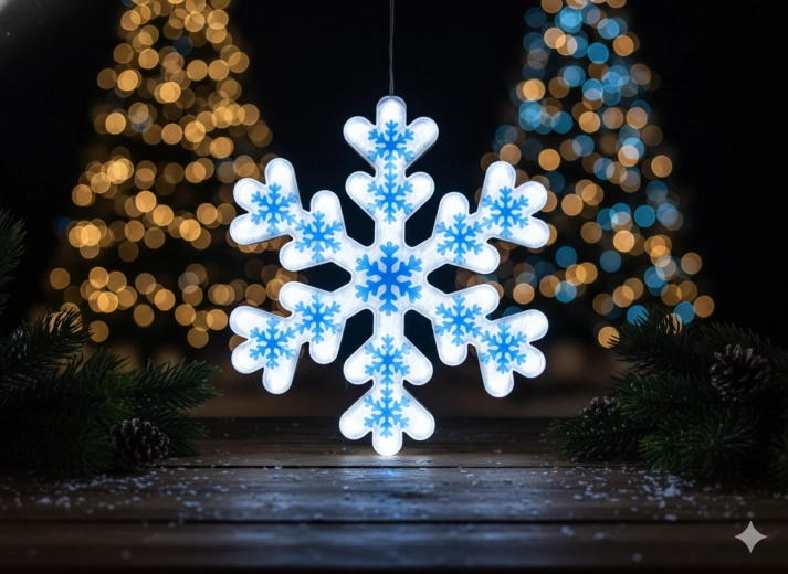 Fulg LED neon albastru cu lumină albă rece, 40 cm