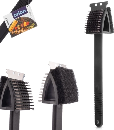 3‑în‑1: perie, racletă și burete