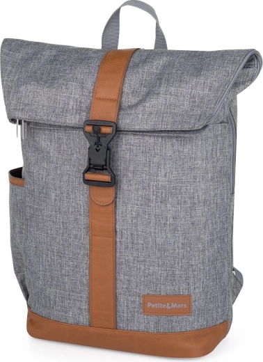 Rucsac pentru schimbat scutece pentru cărucior Petite&Mars Jackob Ultimate Grey