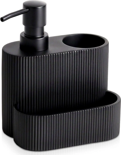 Dozator pentru detergent de vase cu suport pentru burete, negru 250 ml - 1 bucată