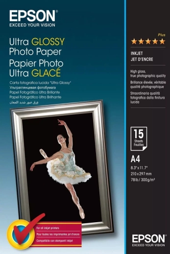 Hârtie foto Ultra Glossy A4, 300 g/m², 15 coli