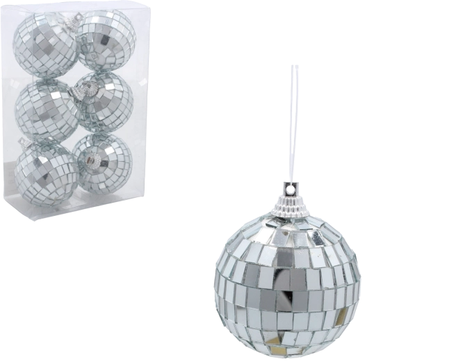 Set de 6 globuri oglindă argintii 5 cm