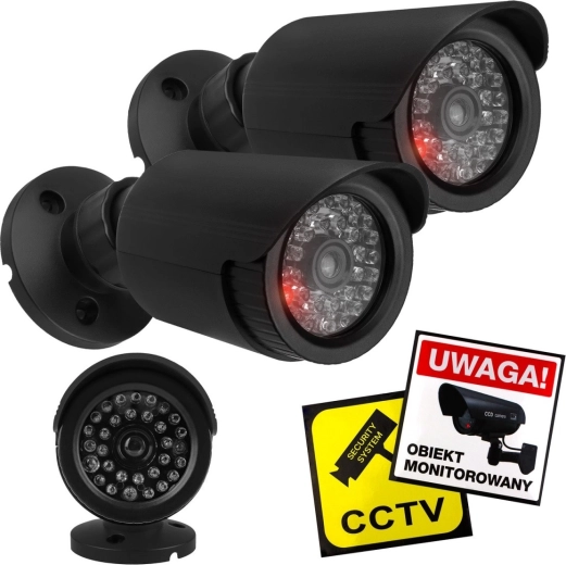 Set de două machete de camere tubulare cu LED care clipește, ABS negru, IP44