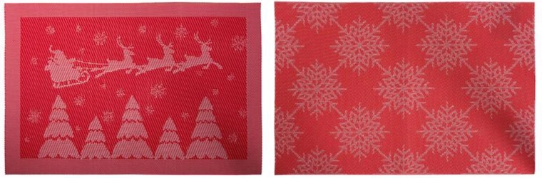 Set de masă de Crăciun din poliester 30 × 45 cm, roșu