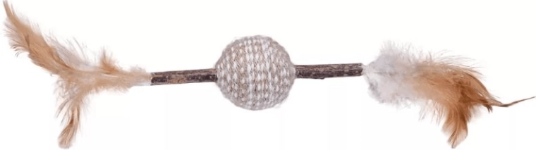 Quapas! jucărie pentru pisici – undiță cu pene și mingiuță din sisal