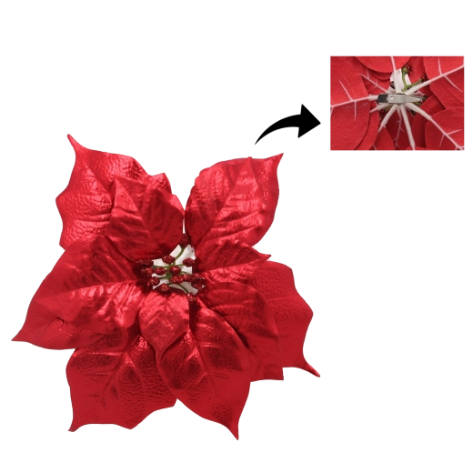 Stea de Crăciun artificială 25 cm cu clips – roșie, set 12 buc