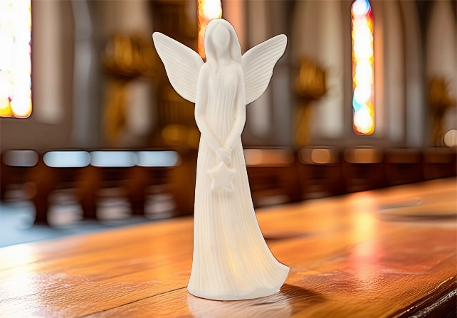 Figurină LED cu înger și stea, 23,6 cm - 1 bucată