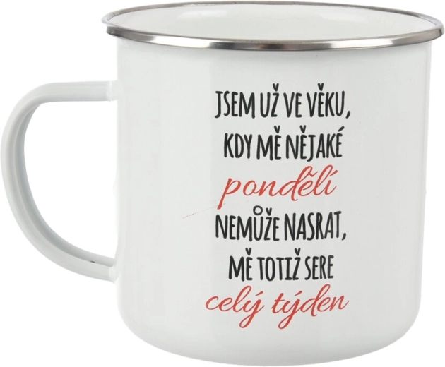 Cănuță emailată „Luni” 500 ml albă