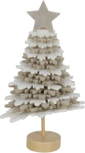 Decorațiune de Crăciun brăduț 16 cm – alb/bej