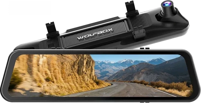 Cameră de bord WOLFBOX G900 Pro 4K + 2,5K în oglinda retrovizoare