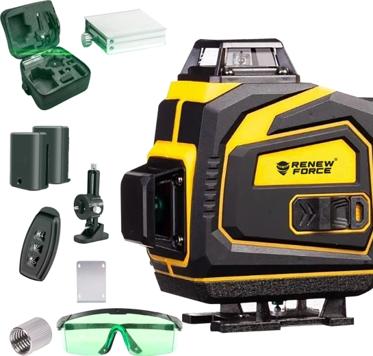 Nivelă laser cu linii în cruce 360° 3D Renew Force LL59P cu laser verde