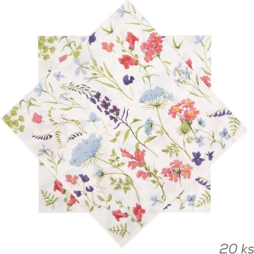 Șervețele din hârtie cu motiv floral, roz, 33 × 33 cm, 20 buc.