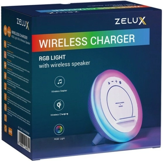 Zelux încărcător wireless, difuzor și iluminare RGB 3‑în‑1