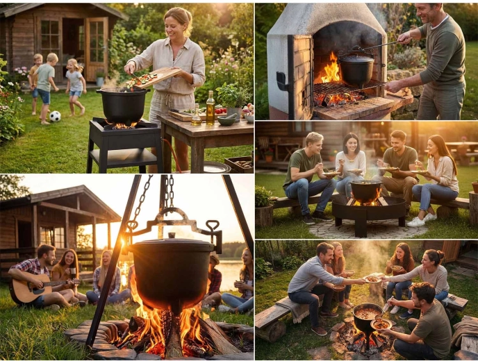 Trei moduri de utilizare: așezat, agățat, gătit pe gaz