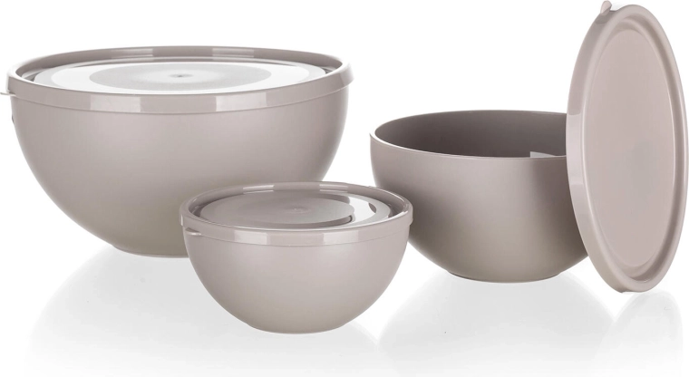 Set de boluri din plastic cu capace CULINARIA LATTE 0,2 l + 0,5 l + 1,2 l