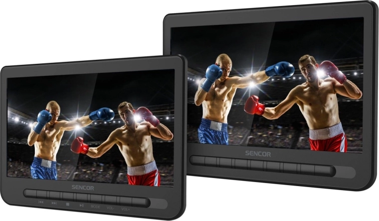 Sencor DVD player portabil dual cu două ecrane LCD de 10"
