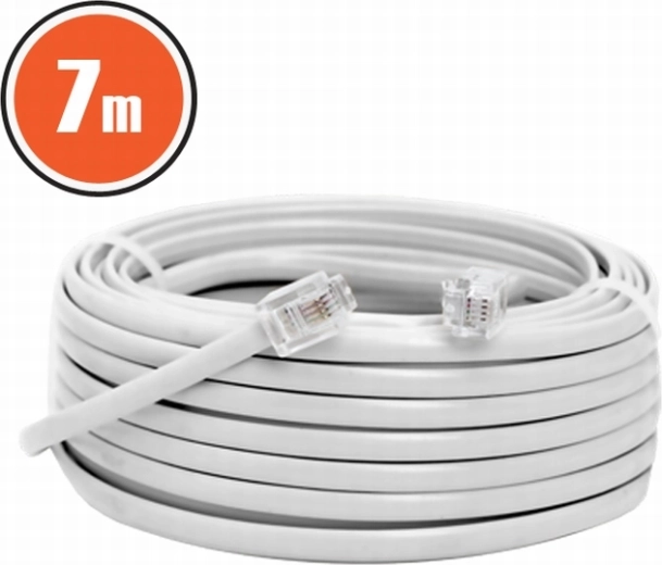 Cablu telefonic 6P4C, 7 m, alb