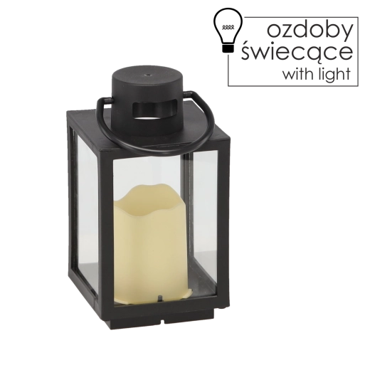 Lampă de Crăciun cu lumânare LED 11 × 11 × 20,5 cm – negru