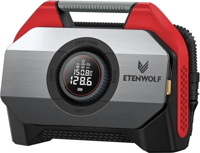 Autocompresor Etenwolf S6 cu power bank de 19 200 mAh, 11,03 bar, roșu