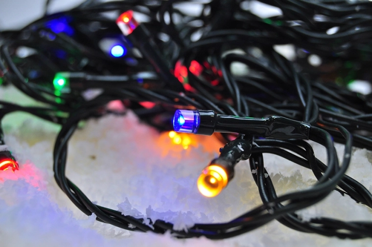 Șir luminos LED de Crăciun Solight pentru exterior, 500 LED, 50 m, multicolor