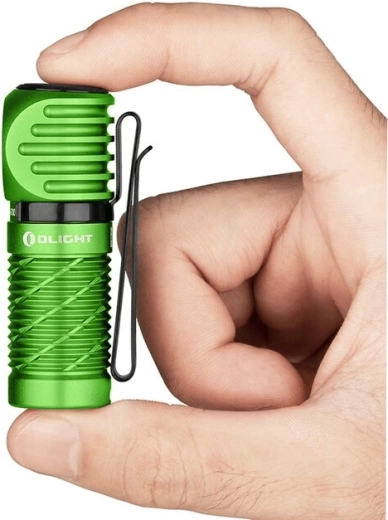 Lanternă frontală de buzunar și EDC OLIGHT Perun 2 Mini Lime Green cu lumină roșie