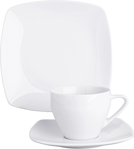 Serviciu de cafea MariaPaula Moderna pentru 6 persoane, 18 piese, alb, pătrat