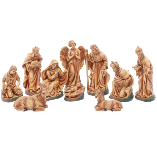 Set de figurine pentru ieslea de Crăciun din polirasină, 10 piese, înălțime până la 24 cm