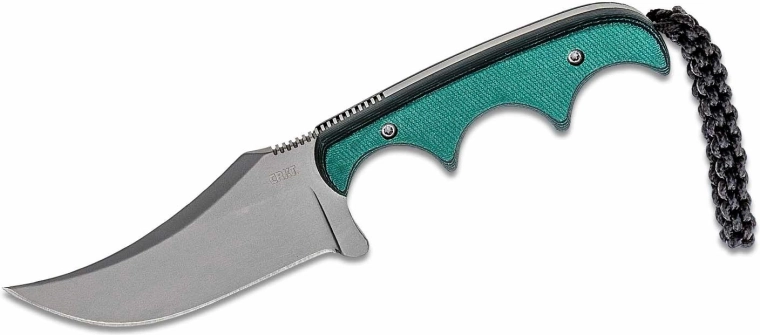 CRKT Minimalist Persian – cuțit mic pentru gât 7 cm, verde, Micarta, teacă din polipropilenă