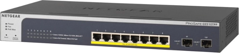 Switch NETGEAR GS510TPP 8×1Gb PoE+ cu 2× SFP (190 W)