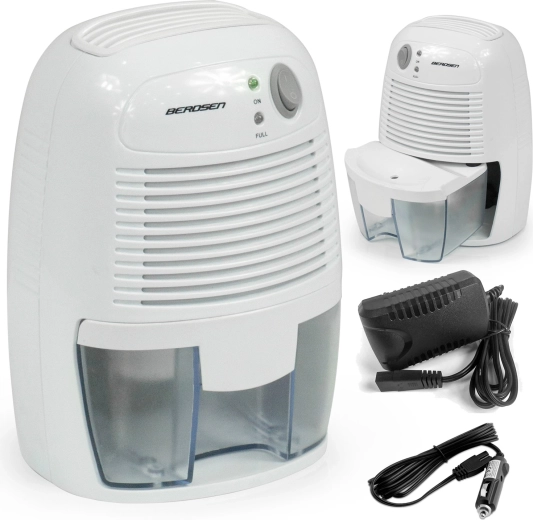 Mini dezumidificator de aer Berdsen cu adaptor auto BR-68W, alb