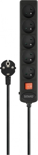 Prelungitor cu protecție la supratensiune 5x Schuko cu întreruptor automat 1,8 m