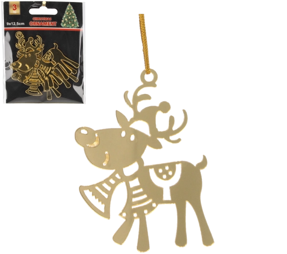 Set de decorațiuni de Crăciun reni aurii 3 buc.